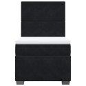 ŁÓŻKO KONTYNENTALNE Z MATERACEM CZARNE AKSAMIT 80X200CM
