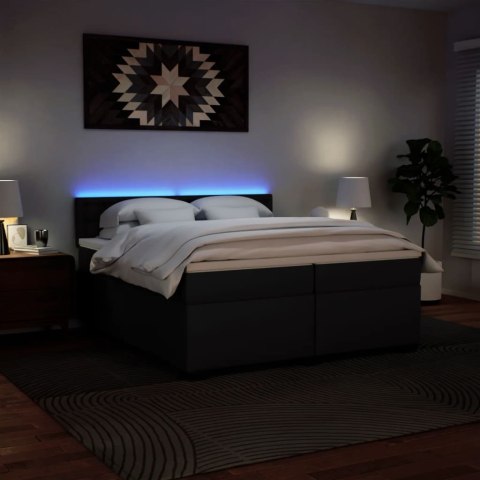 ŁÓŻKO KONTYNENTALNE Z MATERACEM CZARNE EKOSKÓRA 200X200CM