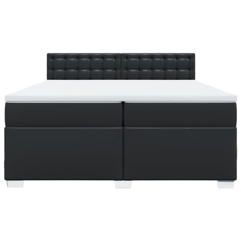 ŁÓŻKO KONTYNENTALNE Z MATERACEM CZARNE EKOSKÓRA 200X200CM