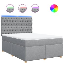 ŁÓŻKO KONTYNENTALNE Z MATERACEM JASNOSZARE TKANINA 160X200CM