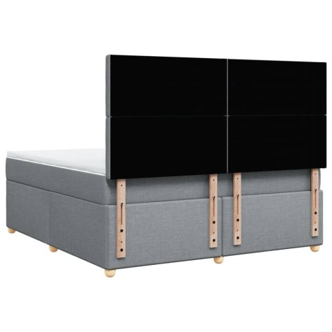 ŁÓŻKO KONTYNENTALNE Z MATERACEM JASNOSZARE TKANINA 180X200CM