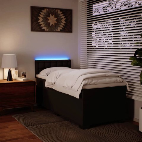 ŁÓŻKO KONTYNENTALNE Z MATERACEM CZARNE EKOSKÓRA 100X200CM