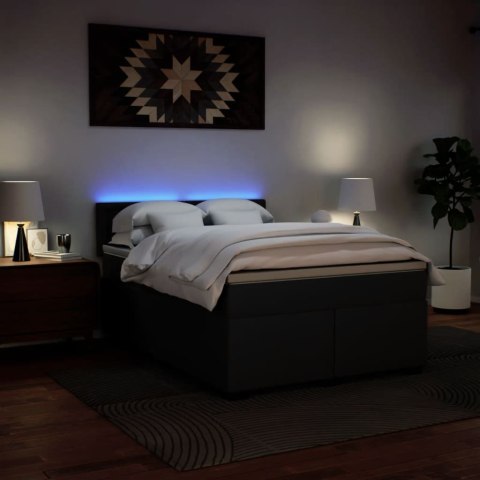 ŁÓŻKO KONTYNENTALNE Z MATERACEM CZARNE EKOSKÓRA 140X190CM