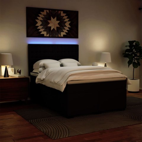 ŁÓŻKO KONTYNENTALNE Z MATERACEM CZARNE EKOSKÓRA 140X200CM