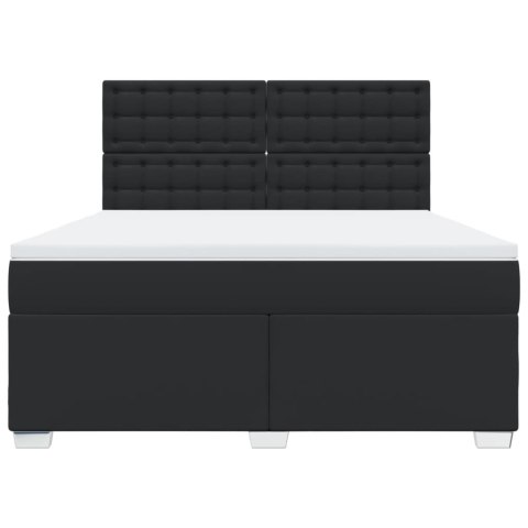 ŁÓŻKO KONTYNENTALNE Z MATERACEM CZARNE EKOSKÓRA 180X200CM