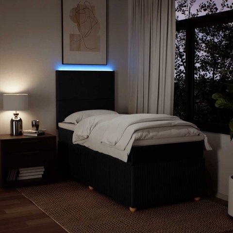 ŁÓŻKO KONTYNENTALNE Z MATERACEM CZARNE TKANINA 80X200CM