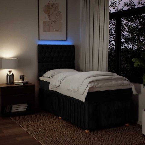 ŁÓŻKO KONTYNENTALNE Z MATERACEM CZARNE TKANINA 80X200CM