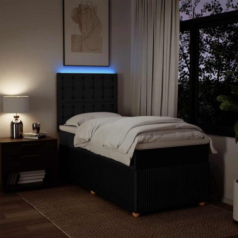 ŁÓŻKO KONTYNENTALNE Z MATERACEM CZARNE TKANINA 80X200CM