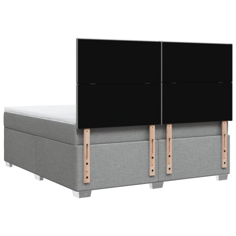 ŁÓŻKO KONTYNENTALNE Z MATERACEM JASNOSZARE TKANINA 180X200CM