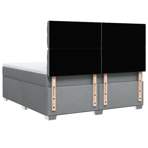 ŁÓŻKO KONTYNENTALNE Z MATERACEM JASNOSZARE TKANINA 180X200CM