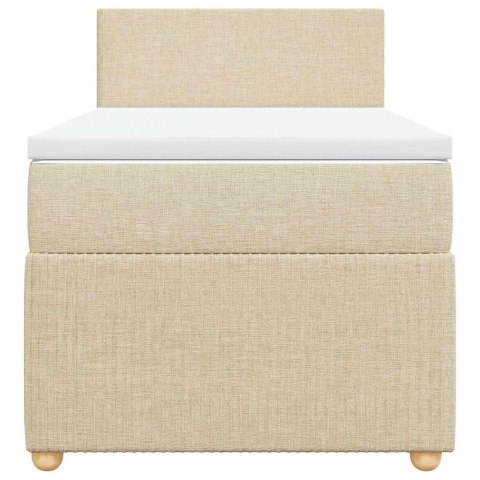 VidaXL Łóżko kontynentalne z materacem, kremowe, tkanina, 100x200 cm