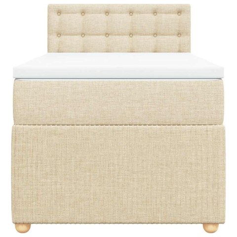 VidaXL Łóżko kontynentalne z materacem, kremowe, tkanina, 100x200 cm