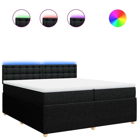 ŁÓŻKO KONTYNENTALNE Z MATERACEM CZARNE TKANINA 200X200CM