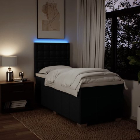 ŁÓŻKO KONTYNENTALNE Z MATERACEM CZARNE TKANINA 80X200CM