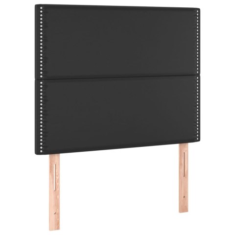 ŁÓŻKO KONTYNENTALNE Z MATERACEM CZARNE EKOSKÓRA 100X200CM