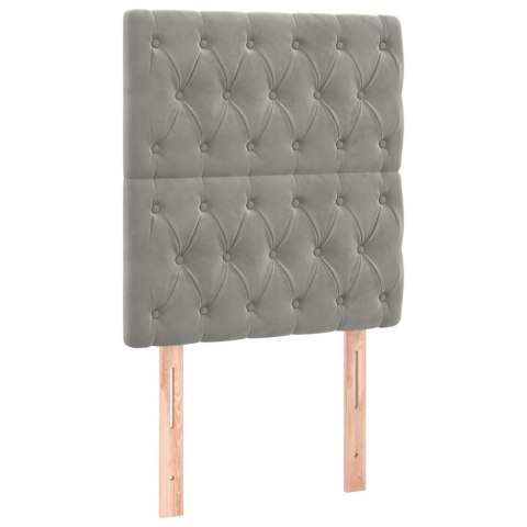 ŁÓŻKO KONTYNENTALNE Z MATERACEM I LED SZARE 90X190CM AKSAMIT