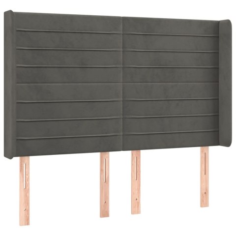 ŁÓŻKO KONTYNENTALNE Z MATERACEM I LED SZARY AKSAMIT 140X190CM