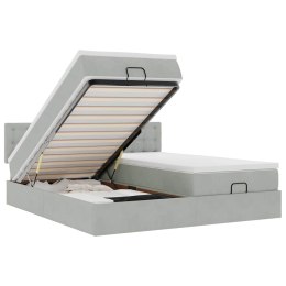 RAMA ŁÓŻKA OTOMANA Z MATERACAMI SZARA 180X200CM AKSAMIT