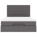 RAMA ŁÓŻKA OTOMANA Z MATERACEM SZARA 140X200CM EKOSKÓRA
