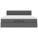 RAMA ŁÓŻKA OTOMANA Z MATERACEM SZARA 160X200CM TKANINA