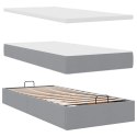 ŁÓŻKO OTTOMAN Z MATERACEM I LED JASNOSZARY 90X200CM TKANINA