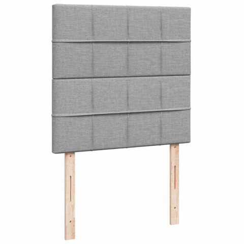 ŁÓŻKO OTTOMAN Z MATERACEM I LED JASNOSZARY 90X200CM TKANINA