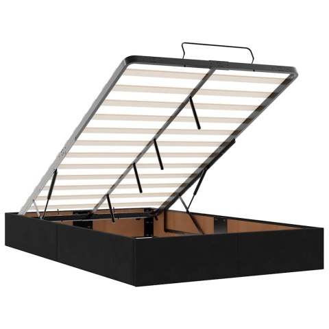 RAMA ŁÓŻKA OTOMANA Z MATERACAMI CZARNA 120X200CM AKSAMIT