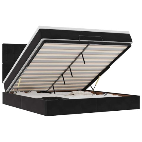 RAMA ŁÓŻKA OTOMANA Z MATERACAMI CZARNA 160X200CM AKSAMIT