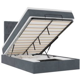 RAMA ŁÓŻKA OTOMANA Z MATERACAMI SZARA 120X200CM AKSAMIT