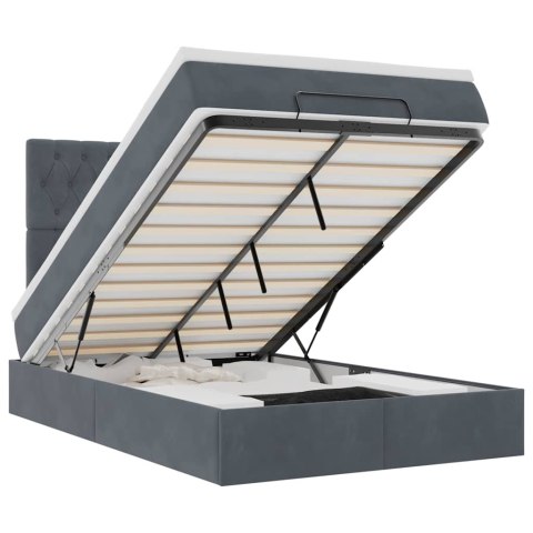 RAMA ŁÓŻKA OTOMANA Z MATERACAMI SZARA 120X200CM AKSAMIT