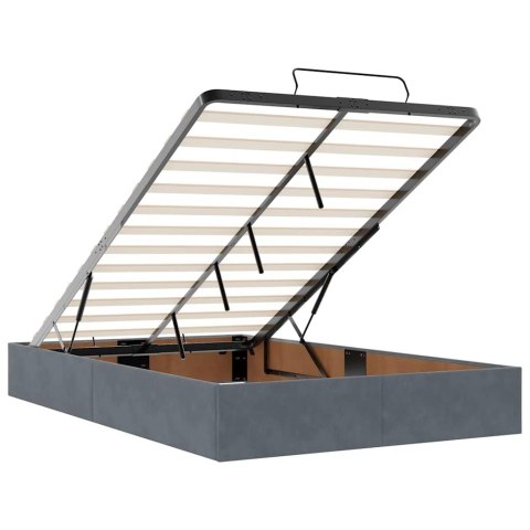 RAMA ŁÓŻKA OTOMANA Z MATERACAMI SZARA 120X200CM AKSAMIT