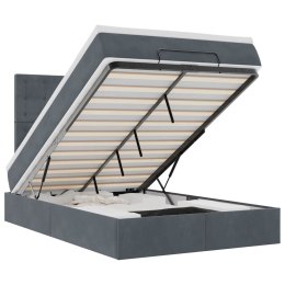 RAMA ŁÓŻKA OTOMANA Z MATERACAMI SZARA 120X200CM AKSAMIT