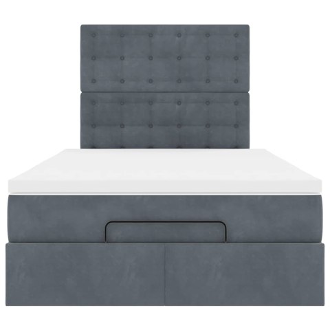 RAMA ŁÓŻKA OTOMANA Z MATERACAMI SZARA 120X200CM AKSAMIT