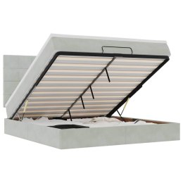 RAMA ŁÓŻKA OTOMANA Z MATERACAMI SZARA 160X200CM AKSAMIT