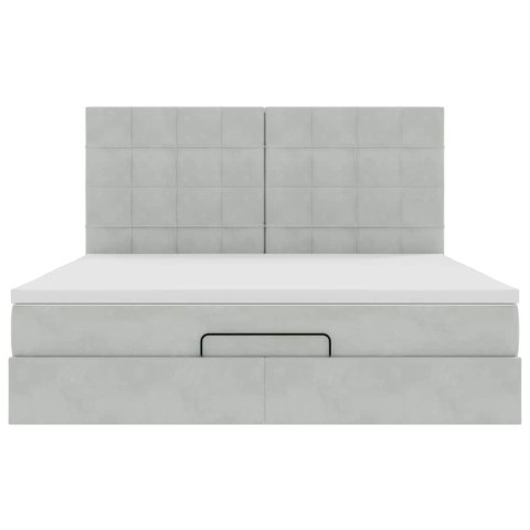 RAMA ŁÓŻKA OTOMANA Z MATERACAMI SZARA 160X200CM AKSAMIT