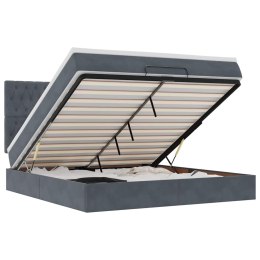 RAMA ŁÓŻKA OTOMANA Z MATERACAMI SZARA 160X200CM AKSAMIT