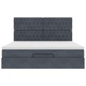 RAMA ŁÓŻKA OTOMANA Z MATERACAMI SZARA 160X200CM AKSAMIT