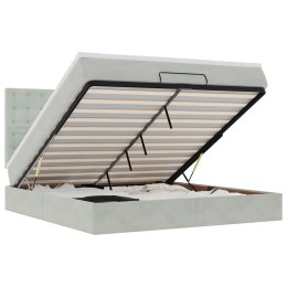 RAMA ŁÓŻKA OTOMANA Z MATERACAMI SZARA 160X200CM AKSAMIT