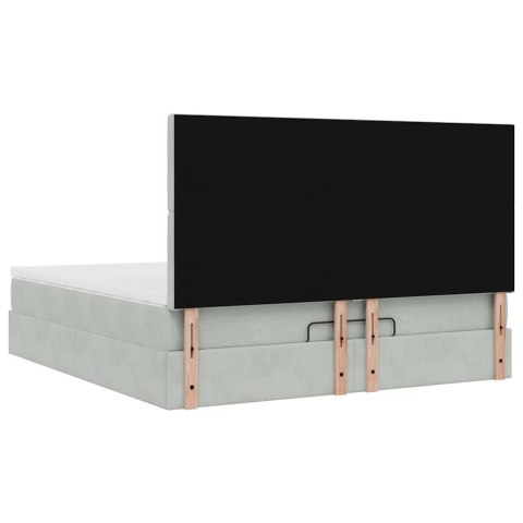 RAMA ŁÓŻKA OTOMANA Z MATERACAMI SZARA 160X200CM AKSAMIT