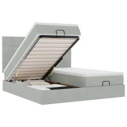 RAMA ŁÓŻKA OTOMANA Z MATERACAMI SZARA 180X200CM AKSAMIT