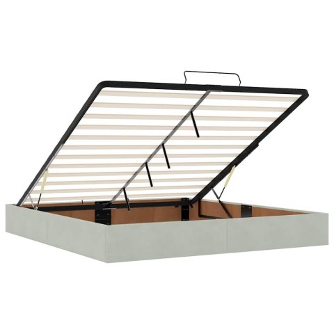 RAMA ŁÓŻKA OTOMANA Z MATERACAMI SZARA 180X200CM AKSAMIT