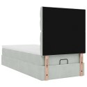 RAMA ŁÓŻKA OTOMANA Z MATERACAMI SZARA 90X200CM AKSAMIT
