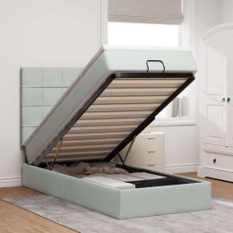 RAMA ŁÓŻKA OTOMANA Z MATERACAMI SZARA 90X200CM AKSAMIT