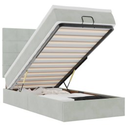 RAMA ŁÓŻKA OTOMANA Z MATERACAMI SZARA 90X200CM AKSAMIT