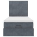 RAMA ŁÓŻKA OTOMANA Z MATERACAMI SZARA 90X200CM AKSAMIT