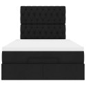 RAMA ŁÓŻKA OTOMANA Z MATERACEM CZARNA 120X200CM TKANINA
