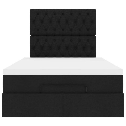 RAMA ŁÓŻKA OTOMANA Z MATERACEM CZARNA 120X200CM TKANINA