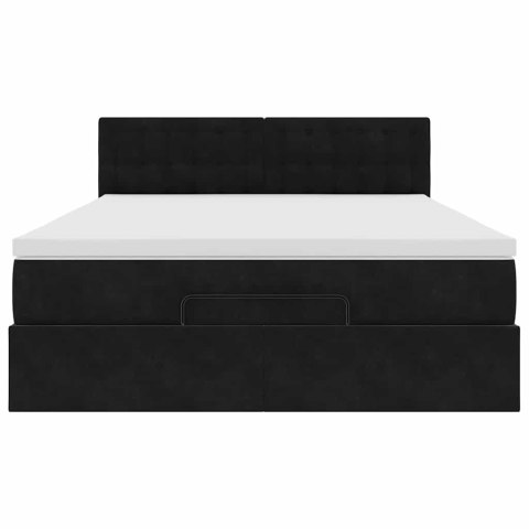 RAMA ŁÓŻKA OTOMANA Z MATERACEM CZARNA 140X190CM AKSAMIT