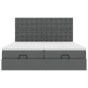 RAMA ŁÓŻKA OTOMANA Z MATERACAMI SZARA 180X200CM TKANINA
