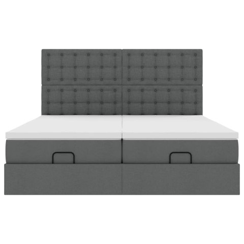 RAMA ŁÓŻKA OTOMANA Z MATERACAMI SZARA 180X200CM TKANINA